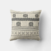 泥の布の幾何学的なストライプな黒いおよびクリーム色 クッション (裏面)