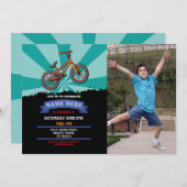 泥の楽しい写真に乗ってダートバイクの誕生日の招待 招待状 (正面/裏面)