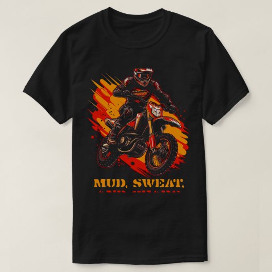 泥の汗とギア汚れ自転車ライダーmotocross tシャツ (デザイン正面)