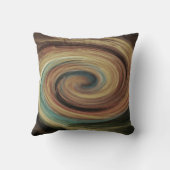 泥の渦巻のベージュ茶色のティール（緑がかった色）の装飾用クッション クッション (裏面)