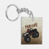 泥の生命泥の沼にはまる黒いトラック キーホルダー (正面左)