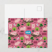 泥はがきに入った幸せな子豚 ポストカード (正面/裏面)