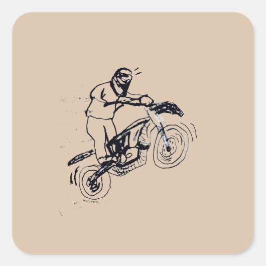 泥バイクの子供用ステッカー スクエアシール (正面)