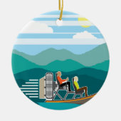 泥地のボートの乗車のエアボート セラミックオーナメント (正面)