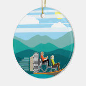 泥地のボートの乗車のエアボート セラミックオーナメント (左)