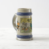 泥地のBludgerigarの喜劇的なビールステイン ビールジョッキ (正面左)