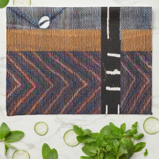 泥地ろうけつ染めビーズ キッチンタオル (折り畳み)