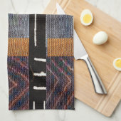 泥地ろうけつ染めビーズ キッチンタオル (四つ折り)