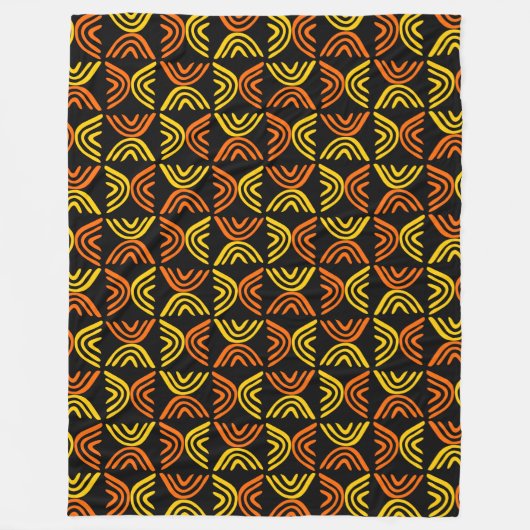 泥地スタイル080215 – 黒のオレンジとオレンジ フリースブランケット (正面)