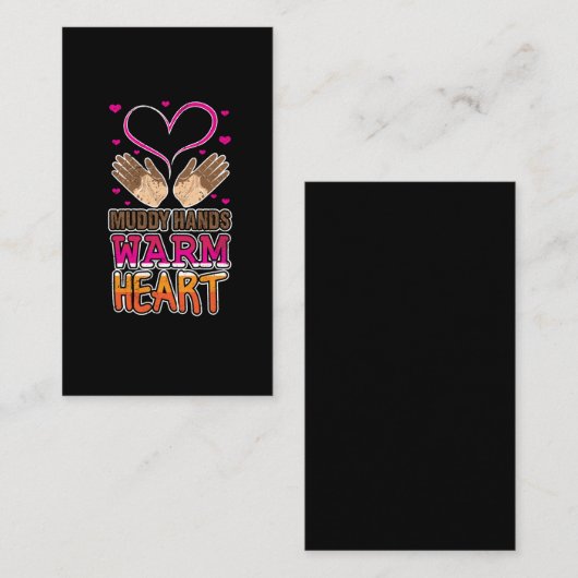 泥手はハート陶器の恋人を暖めます 名刺 (正面/裏面)