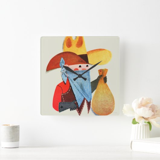 泥棒警官 スクエア壁時計 (ホーム)