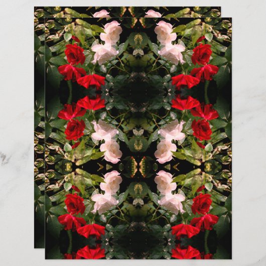 泥水赤と白バラスクラップブック紙 (正面/裏面)