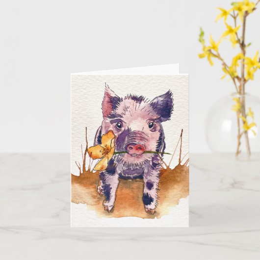 泥色の顔料 カード (黄色い花)