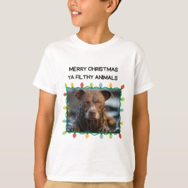 泥褐色の犬おもしろいの子供のクリスマス Tシャツ