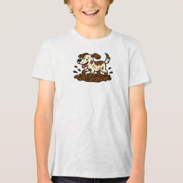 泥遊びする犬 トライブレンドTシャツ