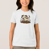 泥遊びする犬 トライブレンドTシャツ (正面)