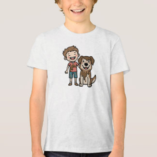 泥遊びをする少年と犬 トライブレンドＴシャツ
