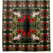 泥酔した赤と白バラ抽象芸術 シャワーカーテン (正面)