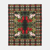 泥酔した赤と白バラ抽象芸術 フリースブランケット (正面)