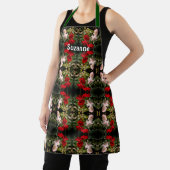 泥酔赤と白バラパーソナライズされた エプロン (インサイチュ)