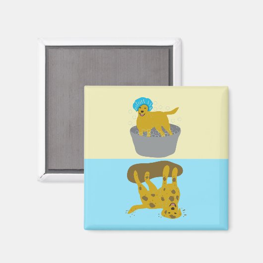 泥/バスタイムドッグおもしろいクリーン汚れた食洗機 マグネット (正面/裏面)