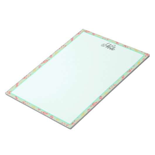 注かわいらし記(ティール（緑がかった色）) ノートパッド (アングル)