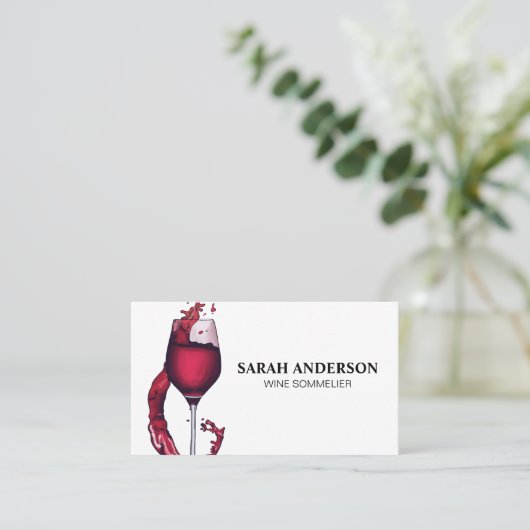 注ぎ赤ワイングラス名刺 名刺 (スタンド正面)