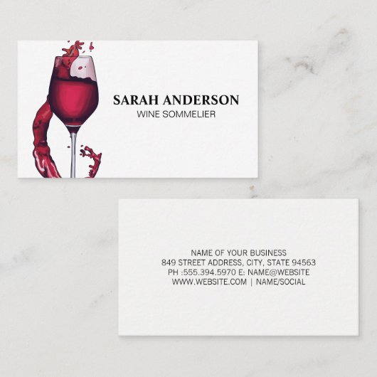 注ぎ赤ワイングラス名刺 名刺 (正面/裏面)