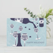 注ぐワイングラスファンシークリスマスカード招待状 シーズンカード (スタンド正面)