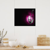 注ぐワイン – パープルプリント ポスター (キッチン)