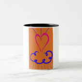 注ぐ愛の白の背景2トーンのコーヒーマグ ツートーンマグカップ (中央)