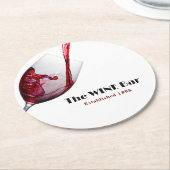 注ぐ赤ワイン，ワインバー/ワイナリー ラウンドペーパーコースター (アングル)