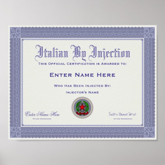 注イタリアン射証明によおもしろいり ポスター (正面)