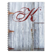 注パーソナライズされた帳ホワイトウォッシュウッドバーンドアC ノートブック (正面)
