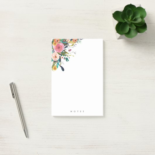 注パーソナライズされた意数々の花フローラピンクボホ ポストイット (オフィス)