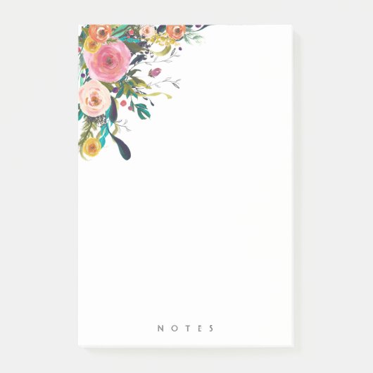 注パーソナライズされた意数々の花フローラピンクボホ ポストイット (正面)