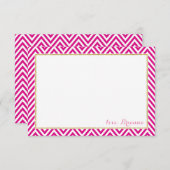 注パーソナライズされた記シェボン模様金ゴールドホットピンク 招待状 (正面/裏面)