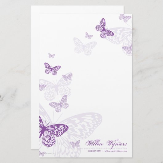 注パーソナライズされた記紙：：蝶3P 便箋 (正面/裏面)