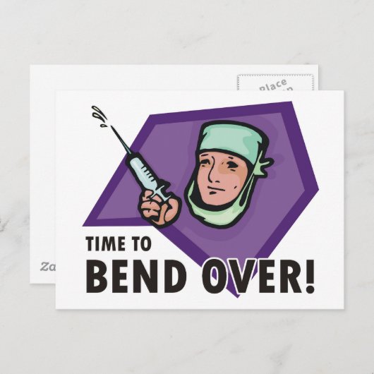 注射おもしろい医/ナース – 吹き出し注射器 ポストカード (正面/裏面)