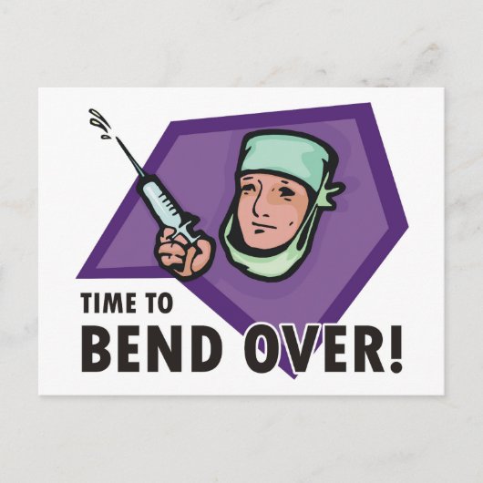 注射おもしろい医/ナース – 吹き出し注射器 ポストカード (正面)