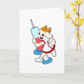 注射でワクチン接種をする看護師のヤギ カード (黄色い花)