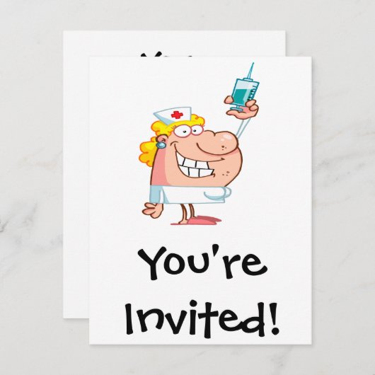 注射器おもしろいナース 招待状 (正面/裏面)