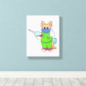 注射器で予防接種する猫 キャンバスプリント (インサイチュ (ウッドフロア))