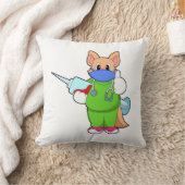 注射器で予防接種する猫 クッション (ブランケット)