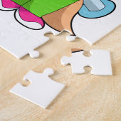 注射器で予防接種する猫 ジグソーパズル (側面)