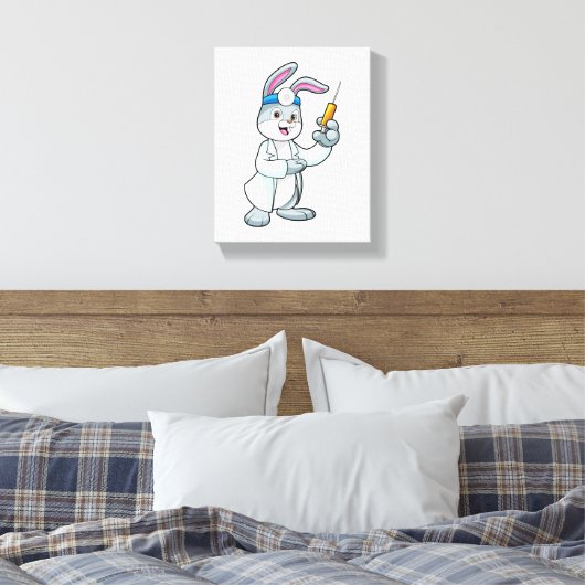 注射器で予防接種を受けているウサギ キャンバスプリント (インサイチュ (寝室))