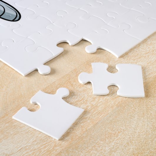 注射器で予防接種を受けているウサギ ジグソーパズル (側面)