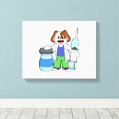 注射器で医者になる犬 キャンバスプリント (インサイチュ (ウッドフロア))