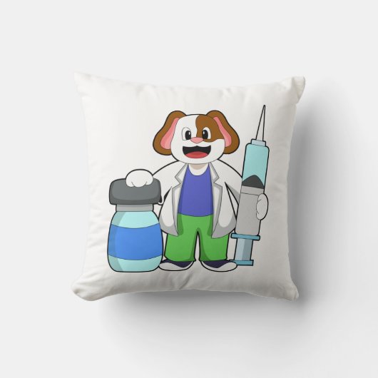 注射器で医者になる犬 クッション (正面)