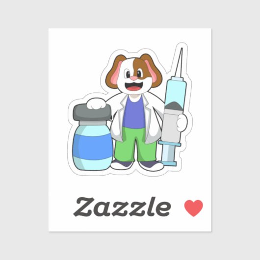 注射器で医者になる犬 シール (シート)